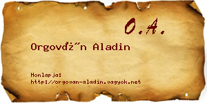 Orgován Aladin névjegykártya